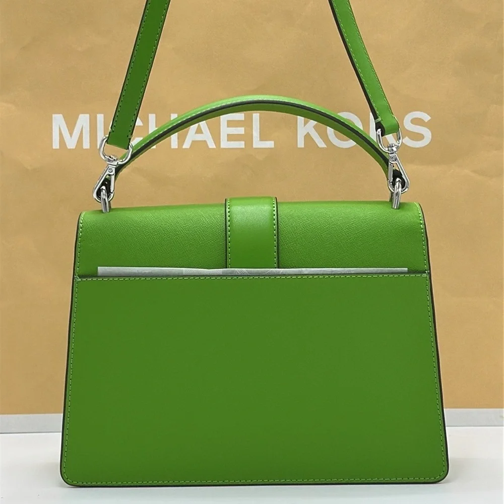 Michael Kors Greenwich Medium Saffiano Leather Satchel Crossbody Shoulder Bag